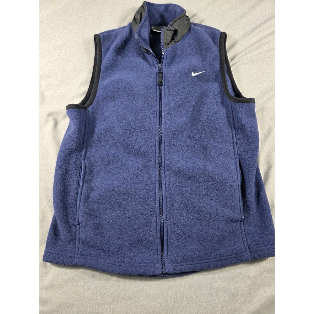 Vintage Nike Vest Youth Large 14-16‎ Blue Full Zip Y2K Fleece Embroidered